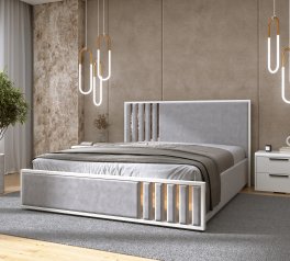 Ліжко дерев'яне DrevKO Лаундж 2 з підйомним механізмом та нішею для білизни Емаль