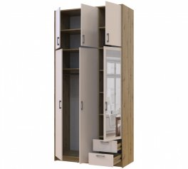 Шафа для одягу Дорос Ронді кашемір з високою антресолею та дзеркалом 3дверна 121 см