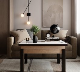 Стіл-трансформер B-Fly Glass Дуб експресів пісочний/Венге ноги/Бежеве скло