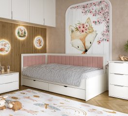 Детская кровать деревянная с мягкой вставкой DrevKO Диадема Эмаль