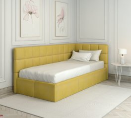 Ліжко м'яке двоспальне Лев Торонто з підйомним механізмом та нішею для білизни