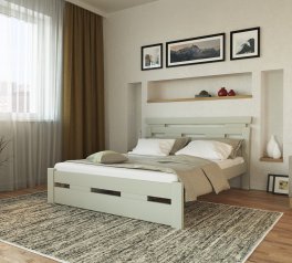 Ліжко дерев'яне Лев Зевс Масив бук Білий