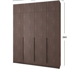 Шкаф Mebelstar Оскар четырехдверный с антресолью и ящиками Дуб ристрето 200 см