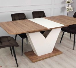 Стіл Volt Інтарсіо Дуб Крафт Табако/Мигдаль Розкладний 140/180 см