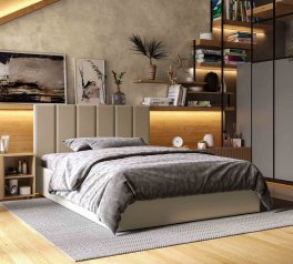 Ліжко м'яке двоспальне Віоріна Деко Лайн з підйомним механізмом та нішею для білизни