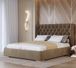 Ліжко м'яке двоспальне Лев Амстердам з підйомним механізмом та нішею для білизни