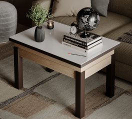 Стіл-трансформер B-Fly Glass Дуб експресів пісочний/Венге ноги/Біле скло