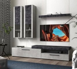 Стенка Личи Бетон стайл / Бетон темный