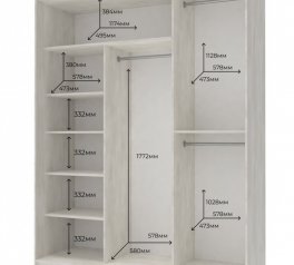 Шкаф-купе с зеркалом Дорос Сити Лайт белое дерево 3 дверный 180 см
