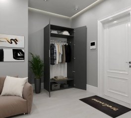 Шкаф Морели SТ 0009 2 дверный антрацит с трубой 100 см