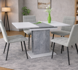 Стол обеденный Stoun / Стоун Интарсио Белая Аляска / Индастриал Раскладной 100/135 см