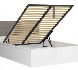 Ліжко двоспальне з м'яким узголів'ям BRW Poland LOZ/160/B Tetrix / Тетрікс з підйомним механізмом та нішею для білизни ДСП