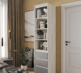 Шкаф Морели Т219 бетон/антрацит с полками и ящиками 50 см