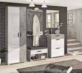 Модульний передпокій Комфорт Меблі ВТ-4072 Вендо Бетон / Білий глянець