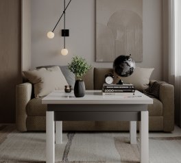 Стіл-трансформер B-Fly Glass Графіт/Білі ноги/Біле скло