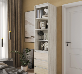 Шкаф Морели Т219 бетон/сонома с полками и ящиками 50 см