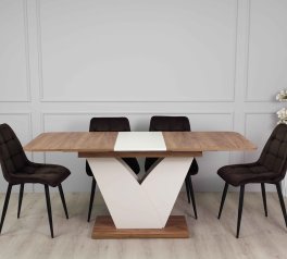 Стіл Volt Інтарсіо Дуб Крафт Табако/Мигдаль Розкладний 140/180 см