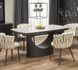Стол Osman белый мрамор/черный