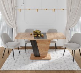 Стол кухонный раскладной FOREST D/A Интарсио Дуб Крафт Золотой/Ателье Темный 120/160 см