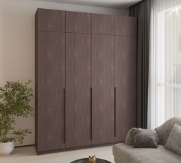 Шкаф Mebelstar Оскар четырехдверный с антресолью и ящиками Дуб ристрето 200 см