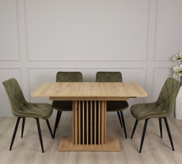 Стіл Cassandra Інтарсіо Дуб Артизан/Чорний Розкладний 140/180 см