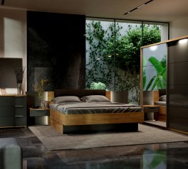 Модульная спальня Luna/Луна Миромарк Дуб крафт/Мат лава