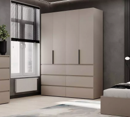 Шкаф распашной комбинированный четырёхдверный Art In Head №10 Light, ширина 160 см