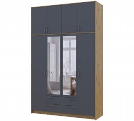 Шафа для одягу Дорос Ронді графіт з високою антресолею та дзеркалом 4 дверна 160 см