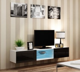 Тумба под ТВ Vigo / Виго RTV180 Белый мат/Чёрный глянец Cama Ширина 180 см