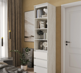 Шкаф Морели Т219 бетон/белый с полками и ящиками 50 см