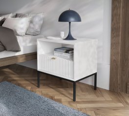Тумба приліжкова Білий/Чорні ніжки S54 Nova