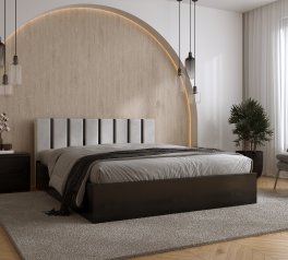 Ліжко дерев'яне DrevKO Верона 2 з підйомним механізмом та нішею для білизни Масив Бук