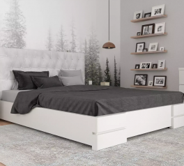 Ліжко дерев'яне Камелія ромб з підйомним механізмом та нішею для білизни Білий Сосна / Бук