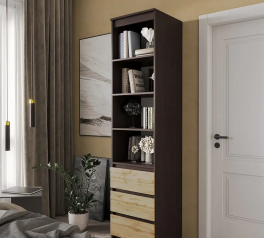 Шкаф Морели Т219 венге темный/аппалачи с полками и ящиками 50 см