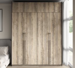 Шкаф Морели R-0019 Рамо 4 дверный дуб гранж со штангой и полками 197см