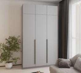 Шкаф Mebelstar Оскар трехдверный с антресолью и ящиками Серая мышка 150 см