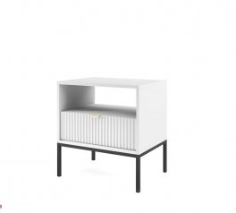 Тумба приліжкова Білий/Чорні ніжки S54 Nova
