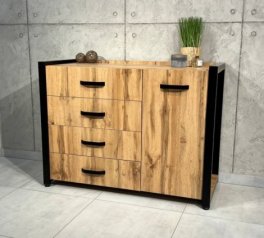 Комод LOFT Дуб Сонома / Чёрный мат MebliRoMax