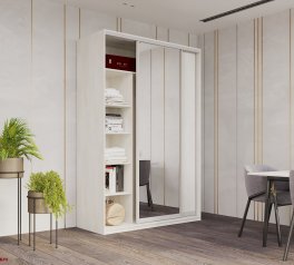 Шафа-купе з зеркалом Дорос Сіті Лайт біле дерево 2 дверна 120 см 