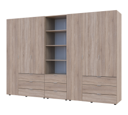 Шкаф для одежды Дорос Гелар дуб сонома 6 дверной с пеналом 292,4 см