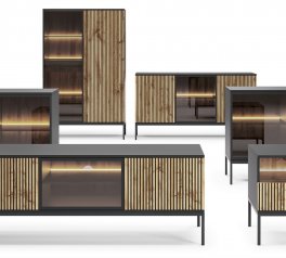 Модульная гостиная Сенто / Sento Черный / Дуб вотан Perfect Home