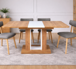 Стіл обідній Titan Інтарсіо Біла Аляска/Дуб Тахо Розкладний 140/180 см