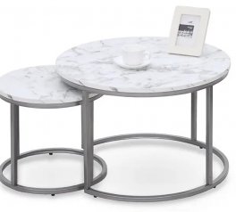 Стіл журнальний Paola мармур/срібло