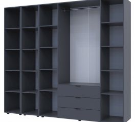 Шкаф Дорос Гелар графит с 2 Этажерками 4-х дверный 231,4 см