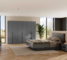 Модульная спальня Teo/Тео Миромарк Мат Антрацит/Мат Графит