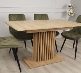 Стіл обідній CASANDRA Інтарсіо Дуб артизан / Чорний Розкладний 140/180 см