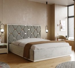 Ліжко м'яке двоспальне Arbordrev Олівія Сосна / Бук