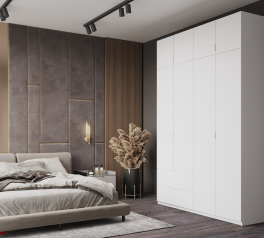 Шкаф Дорос Лукас белый 4 дверный с 2-мя ящиками 160 / 180 см