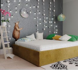 Ліжко м'яке Za House Furniture Азалія подіум з підйомним механізмом та нішею для білизни