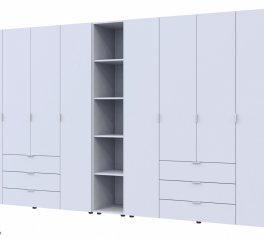 Шкаф для одежды Дорос Гелар белый 8 дверной с пеналом 370 см